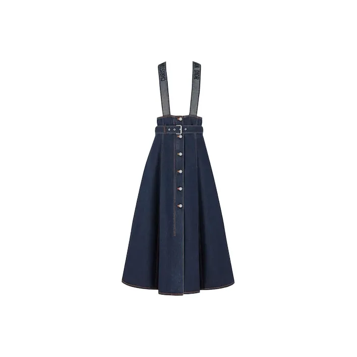 DIOR SS22 Cruise Couture Denim Short Skirts Women's Dark Blue-0