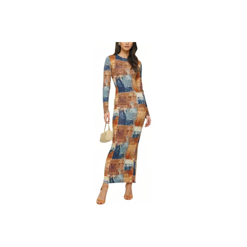 REFORMATION Tommie Knit Dress Long-Sleeved Dresses Women's Multicolor-0