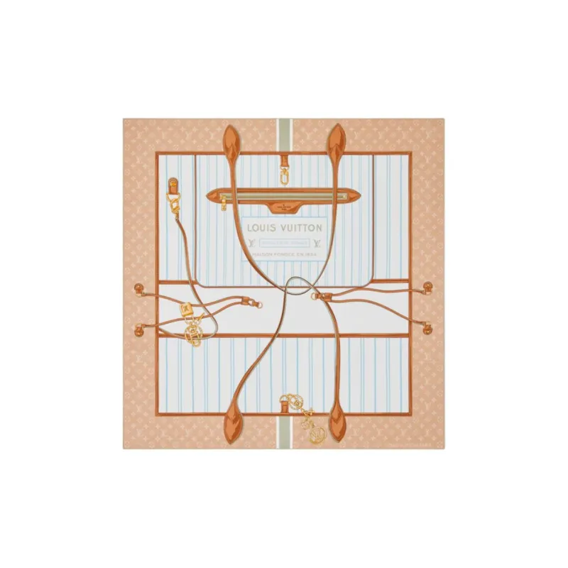 LOUIS VUITTON Mulberry Silk Scarves Women's Beige-1