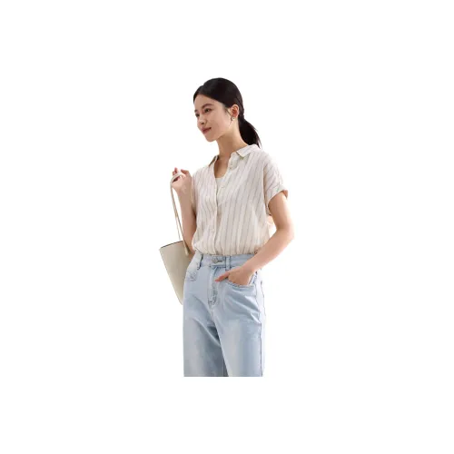IHIMI Shirt Women's Light Apricot Stripes