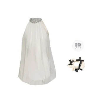 CPAURA Sleeveless Dress Women's White+Bowknot Hair Tie Comes With
