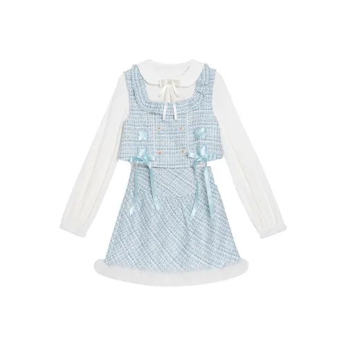 LALAJK Lost Sea Knitted Fabric Top Sweet Style Skirt Youthful Skirt Set Women's