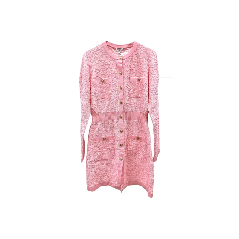 CHANEL Long Sleeved Dresses Women's Pink-0