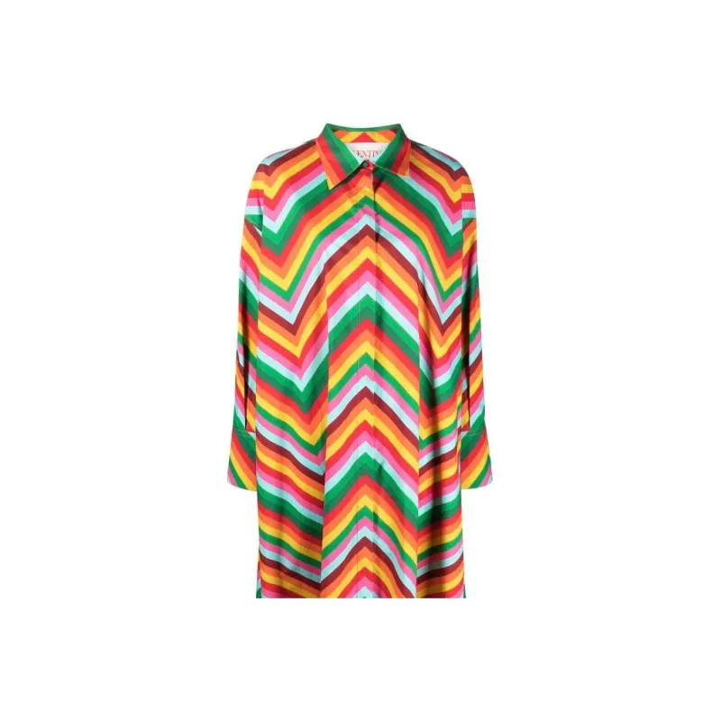 Valentino SS22 Long Sleeved Dress Women's Orange-4