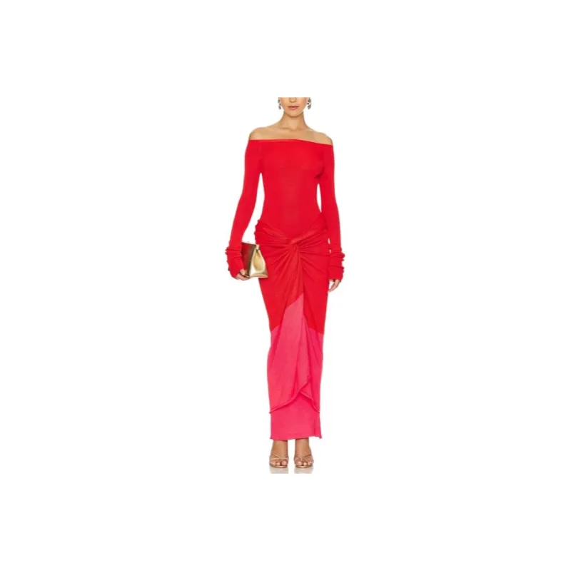 MILK BAOBAB Long Sleeved Dress Women's Red-0