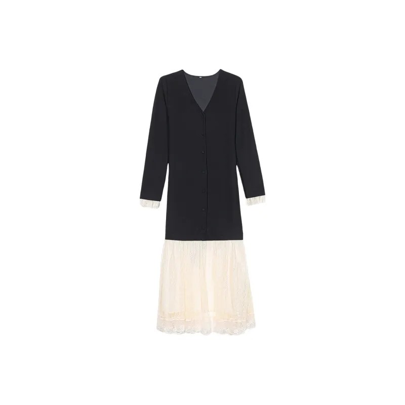 ERIRI Long Sleeved Dress Women's Black-0