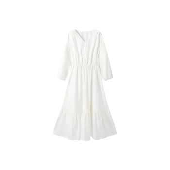 XIANGYING Long Sleeved Dress Women's White