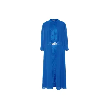 BBLLUUEE Long Sleeved Dress Women's Sea Blue