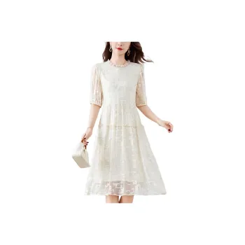 Yi Mengyuan Heavyweight Mulberry Silk Short Sleeved Dress Women's