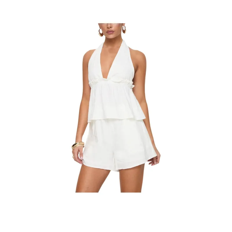 PRINCESS POLLY EASE LINEN BLEND SET Casual Suit Women's White/White-0