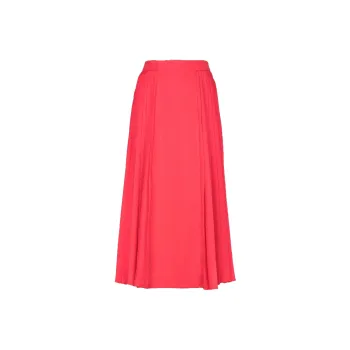 BALMAIN Mini Monogram Pleated Midi Skirt