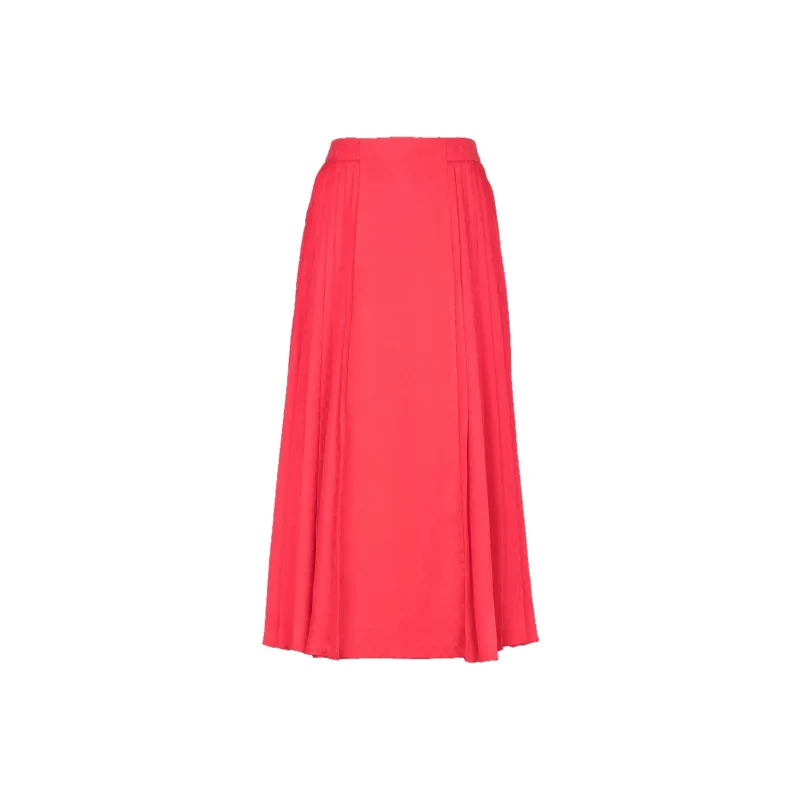BALMAIN Mini Monogram Pleated Midi Skirt-0