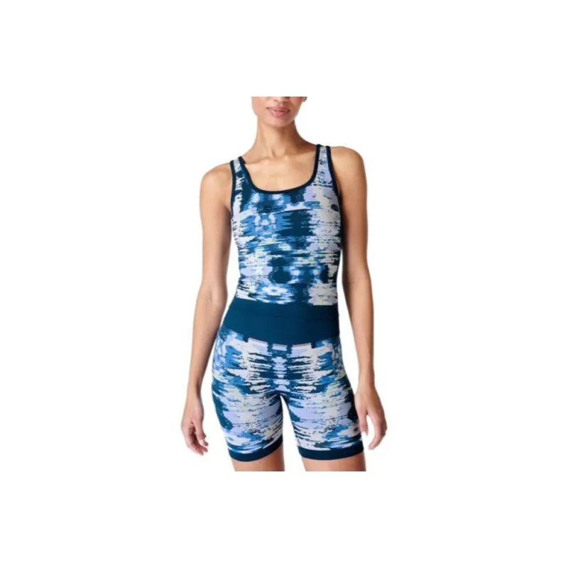 Sweaty Betty Sport Vests Women's Blue Background With Zebra Print Embossing-0