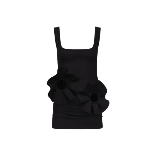 AREA Ruffled Flower-appliqué Mini Dress