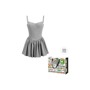 OURUOKE Slip Dresses Women's Gray
