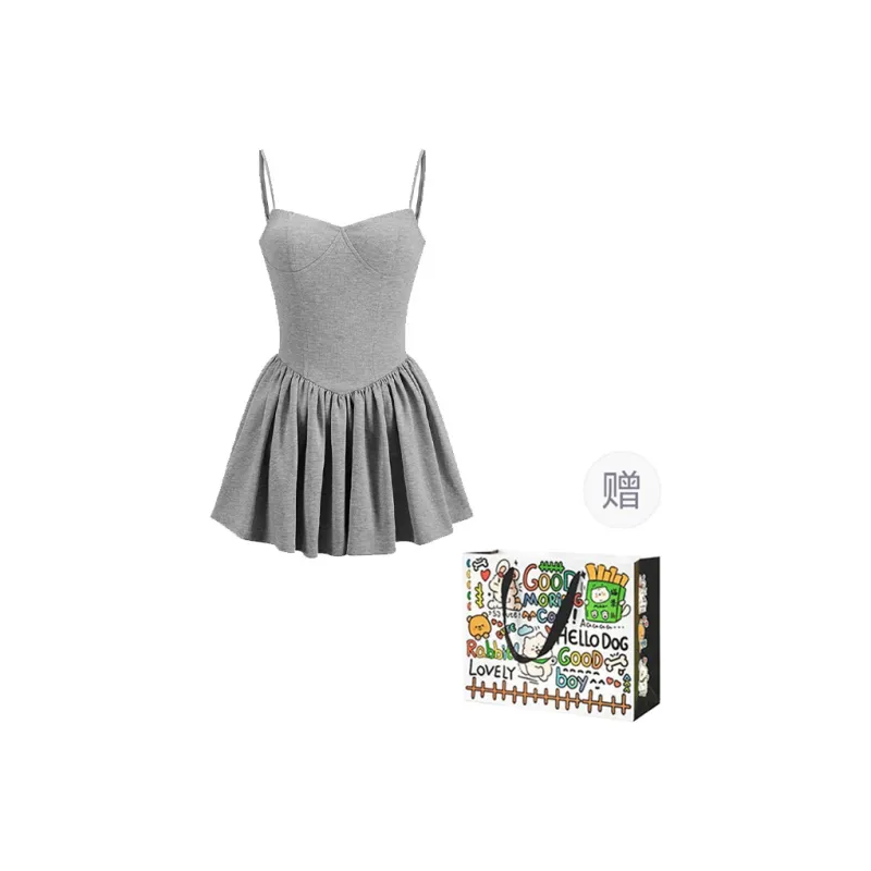 OURUOKE Slip Dresses Women's Gray-0