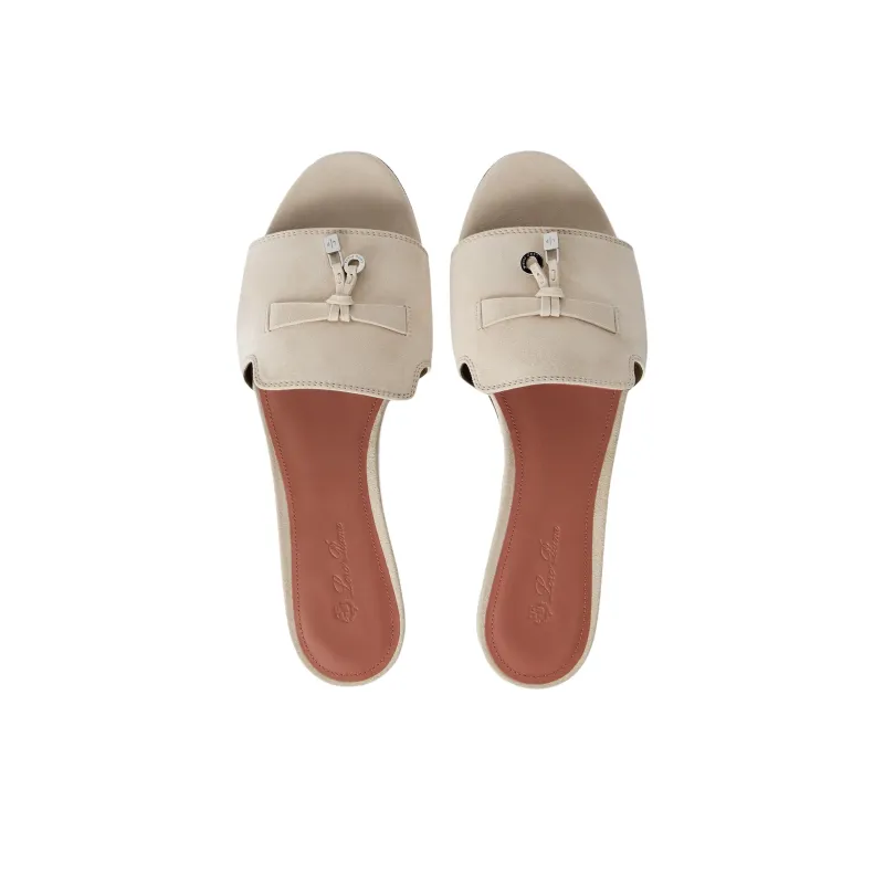 Loro Piana Slip Resistant Slide Slippers Women's White-4