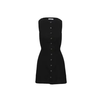 PRINCESS POLLY DOLLIE LINEN MINI DRESS Sleeveless Dress Women's Black