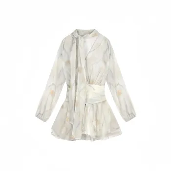 Mu Qingqing Long Sleeved Dresses Women's Light Yellow