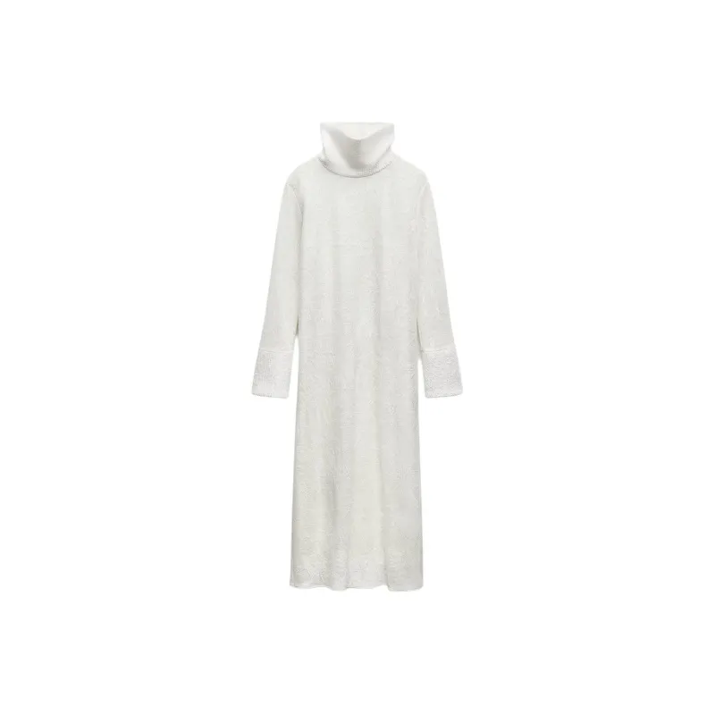 ZARA Long Sleeved Dress Women's White-0
