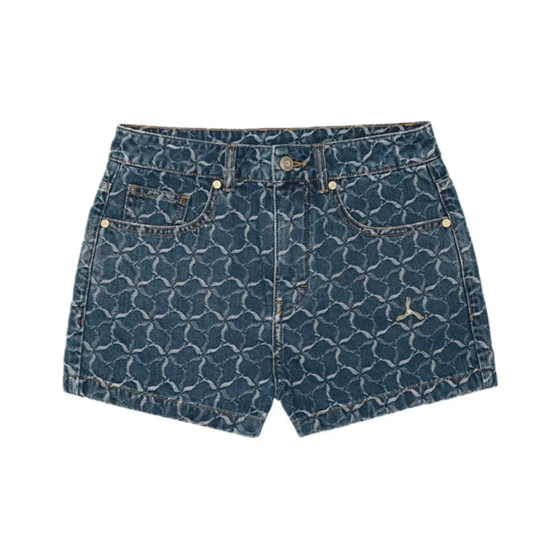 LI NING 1990 Denim Shorts Women's New Denim Blue-0