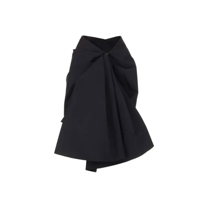 RICK OWENS Draped Cotton Mini Skirt-0