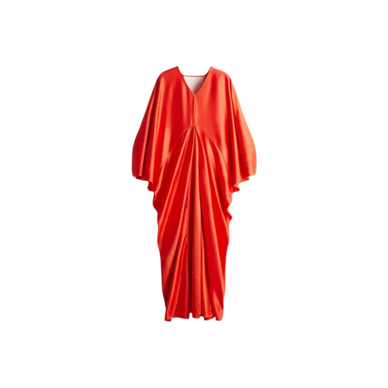 H&M Long Sleeved Dresses Women's Coral Red-0