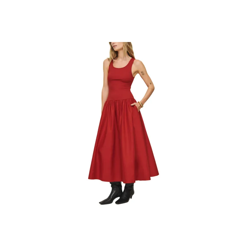 REFORMATION Verdona Dress Sleeveless Dress Women's Tomato Red-0