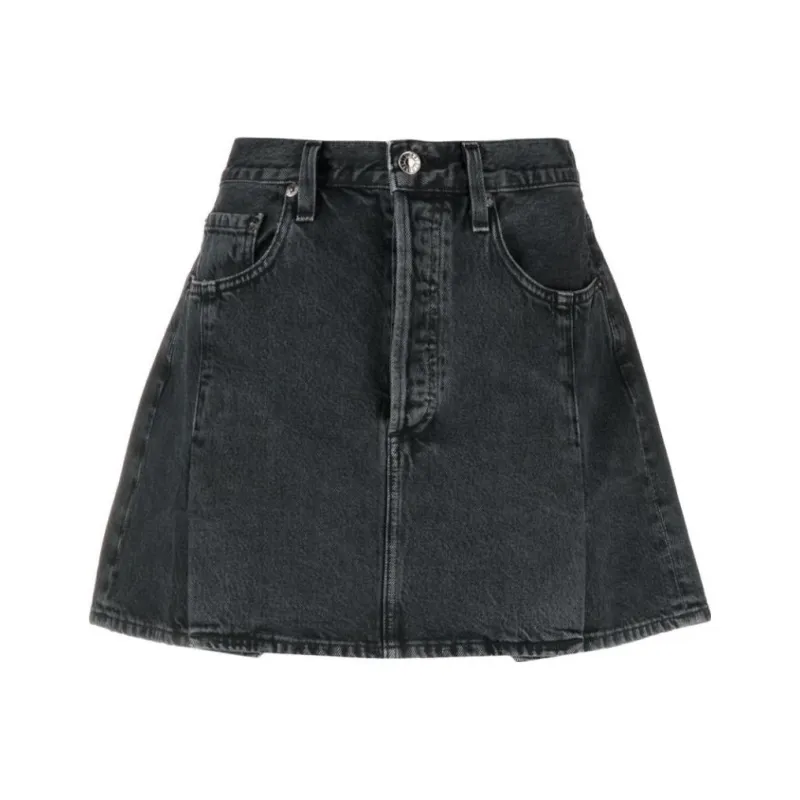 AGOLDE Pleated Mini Denim Skirt-0