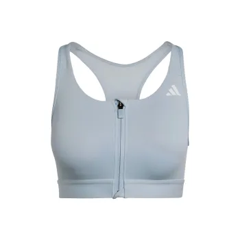 Adidas Powerreact Medium Support Zip Bra Sports Underwear Women's Light Blue