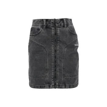 OFF WHITE Zip Front Denim Skirt Dark Grey