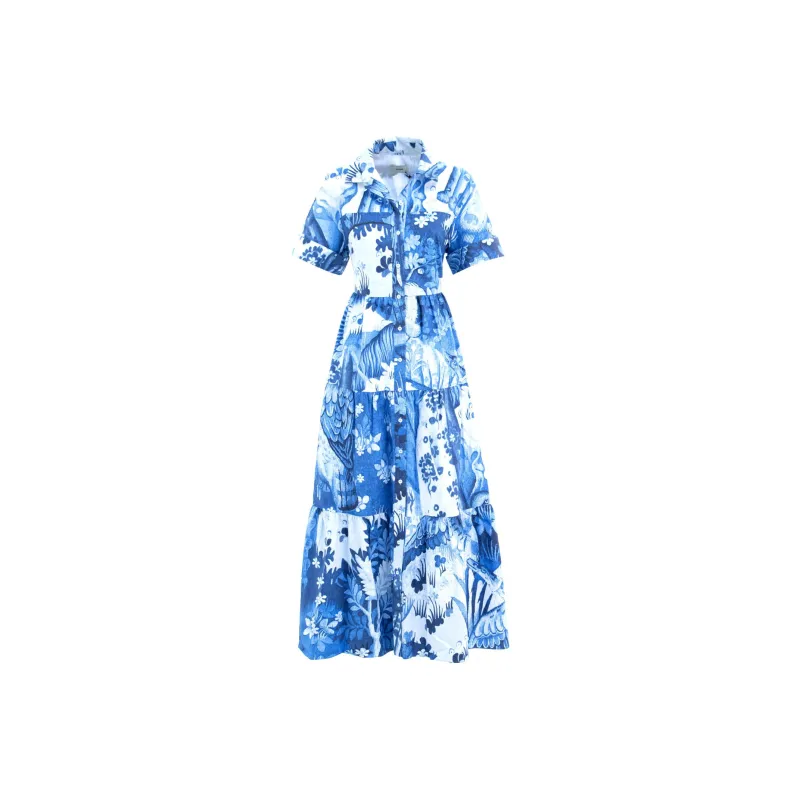 Erdem Tapestry-print Tiered-skirt Midi Dress-0