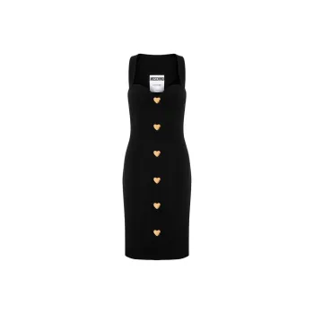 MOSCHINO Heart Shaped Button Sleeveless Midi Dress