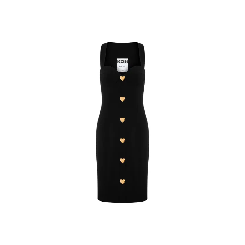 MOSCHINO Heart Shaped Button Sleeveless Midi Dress-0