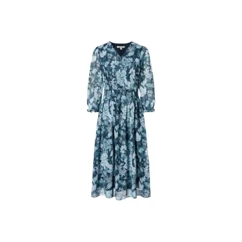JZ. ANNAKRO Long Sleeved Dresses Women's Floral Dark Blue