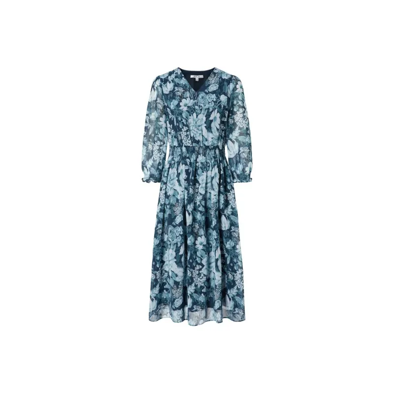 JZ. ANNAKRO Long Sleeved Dresses Women's Floral Dark Blue-0