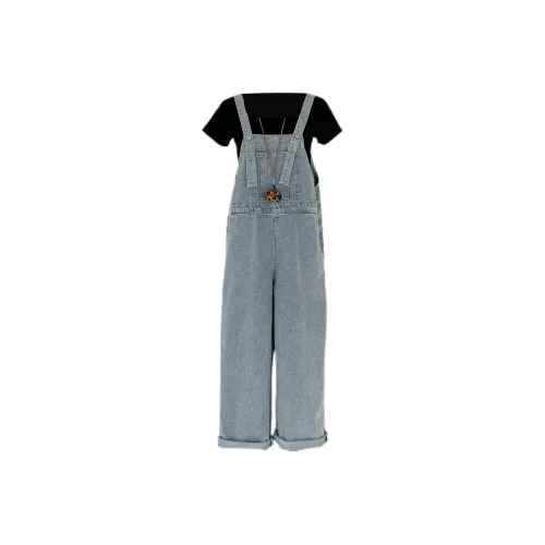 Udon House Casual Suit Women's 2 Black Top+Light Blue Bottom
