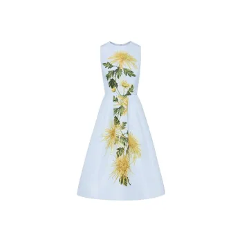 Oscar De La Renta Chrysanthemum Stripe Cocktail Dress