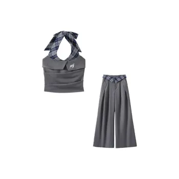 PLANE DRIFT Casual Suit Women's Gray Two Piece Set