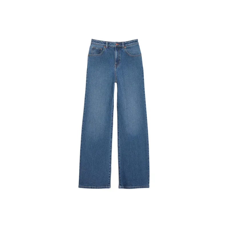 Victoria's Secret PINK Denim By PINK High-Rise Straight-Leg Jeans / MW Jeans Women's Blue-0