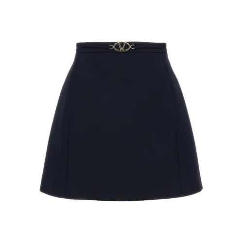 Valentino Logo Plaque High Waist A Line Skirt