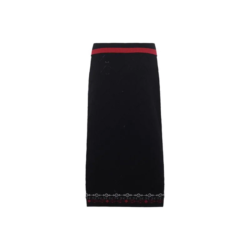 LI NING 1990 Casual Long Skirts Women's Black-0
