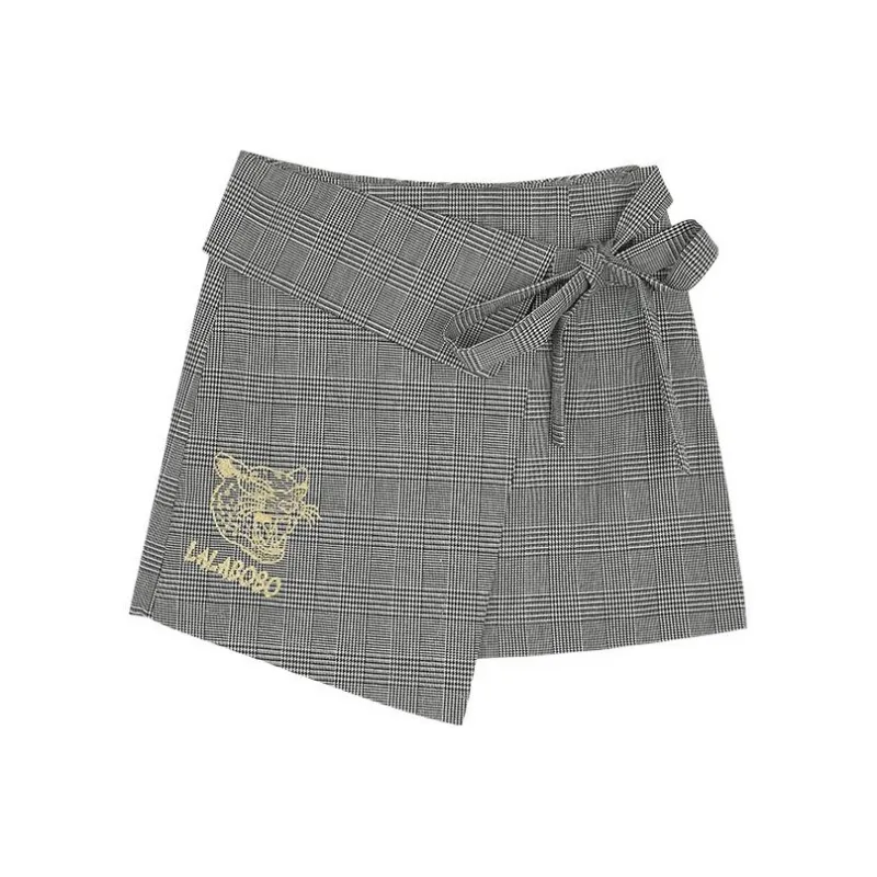 LALABOBO Casual Short Skirts Women's Gray-0