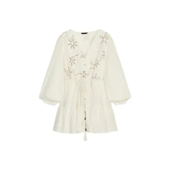 ZARA Long Sleeved Dress Women's Raw White