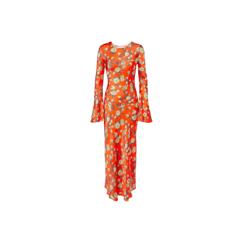 GANNI Long Sleeved Dresses Women's Orange-0