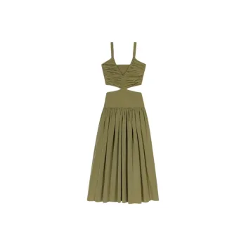 Maje Cut out Taffeta Maxi Dress