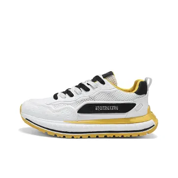 Binary Abrasion Resistant Breathable Height Increasing Low Top Chunky Sneakers Men's White Yellow
