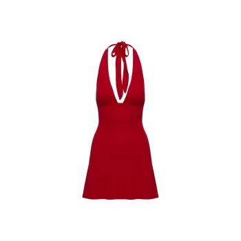 PRINCESS POLLY TINISIE HALTER MINI DRESS Sleeveless Dress Women's RED/Red