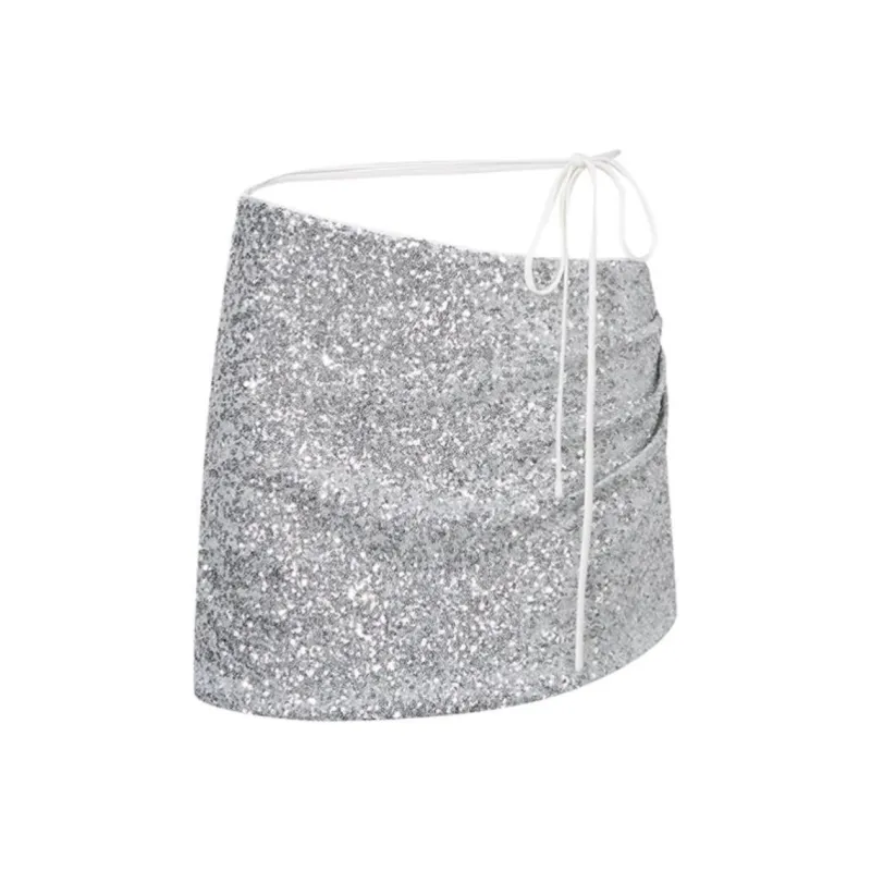 JAC FLEURANT Casual Short Skirts Women's Silver-0