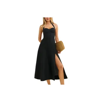 REFORMATION Tala Linen Dress Slip Dress Women's Black